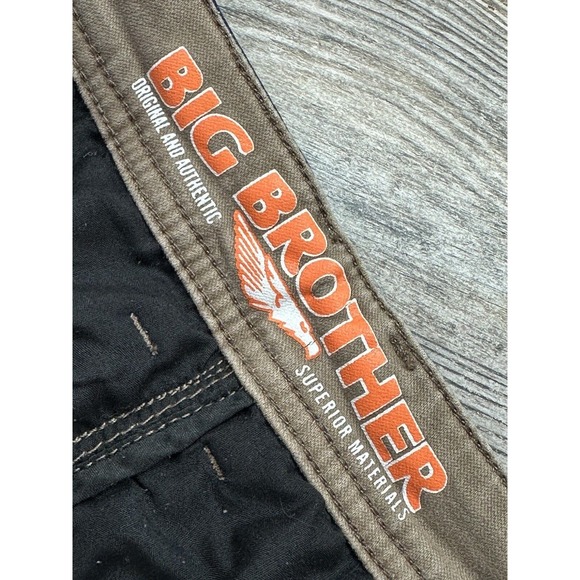 Big Brother Streetwear Beige Navy Trim Y2K Skater Stretch‎ Shorts Size 38 - Picture 5 of 11